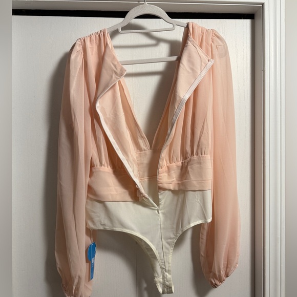Cupshe Long Sleeve Bodysuit XL Light Peachy Pink NWT - Picture 7 of 14